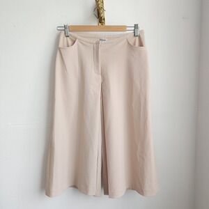 Pazars Culottes S Beige Vintage Wide Leg Pleated Cropped Trousers Pants